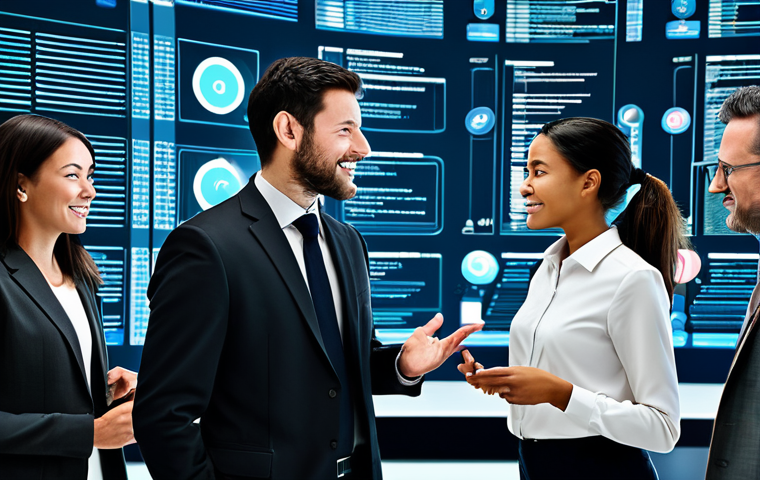 A diverse group of professional individuals, male and female, are depicted in a dynamic, evolving digital workspace. They are fully clothed in modern, modest business casual attire, engaged in collaborative discussion. The background seamlessly blends elements of classic online forums and early social media interfaces with sleek, futuristic holographic displays and abstract data visualizations, symbolizing digital transformation and the constant adaptation of communities. The atmosphere is collaborative and forward-looking. This image is safe for work, appropriate content, fully clothed, professional. Perfect anatomy, correct proportions, natural pose, well-formed hands, proper finger count, natural body proportions, professional photography, high quality, studio lighting, sharp focus.