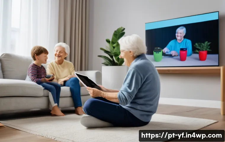 커뮤니티의 미래를 위한 혁신 전략 - **Prompt:** A cozy, brightly lit living room in a modern home, where a multi-generational family is ...