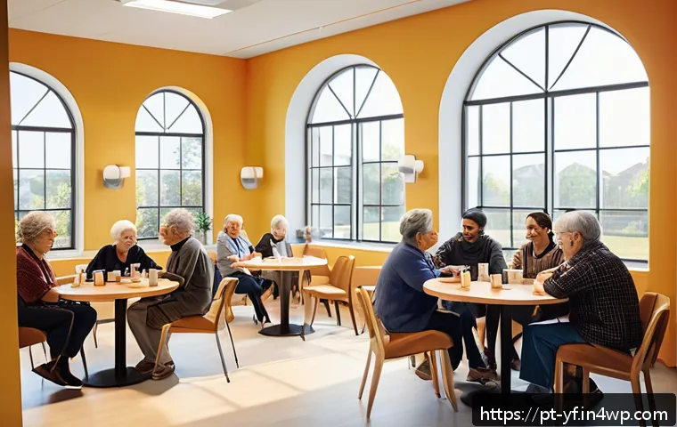 친목을 위한 오프라인 커뮤니티 모임 기획하기 - A warm and inviting community gathering in a well-lit, accessible indoor space designed for interact...